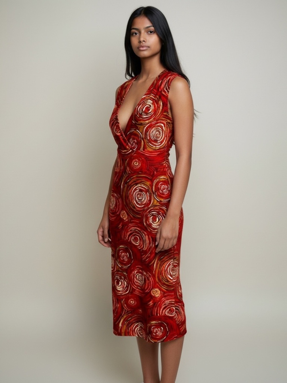 BEBE Women's Sleeveless Midi Bodycon Midi Dress Y2K Vintage Red, Medium
